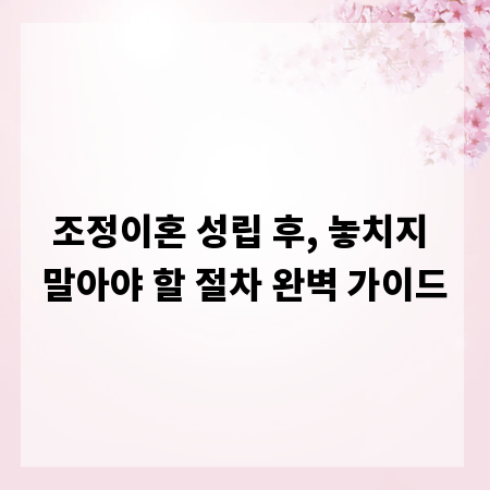 조정이혼 성립 후, 놓치지 말아야 할 절차 완벽 가이드