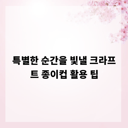 특별한 순간을 빛낼 크라프트 종이컵 활용 팁