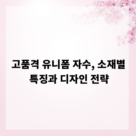 고품격 유니폼 자수, 소재별 특징과 디자인 전략