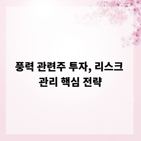 풍력 관련주 투자, 리스크 관리 핵심 전략