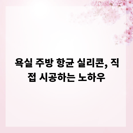 욕실 주방 항균 실리콘, 직접 시공하는 노하우