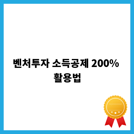 벤처투자 소득공제 200% 활용법