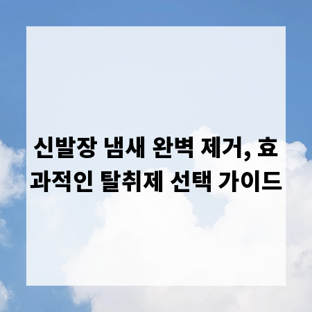 신발장 냄새 완벽 제거, 효과적인 탈취제 선택 가이드