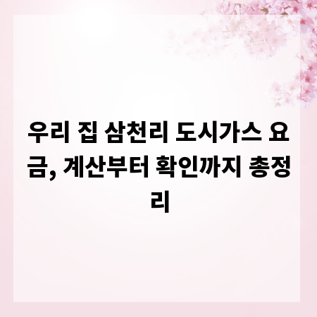 우리 집 삼천리 도시가스 요금, 계산부터 확인까지 총정리