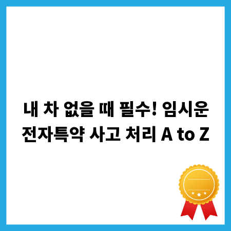 내 차 없을 때 필수! 임시운전자특약 사고 처리 A to Z