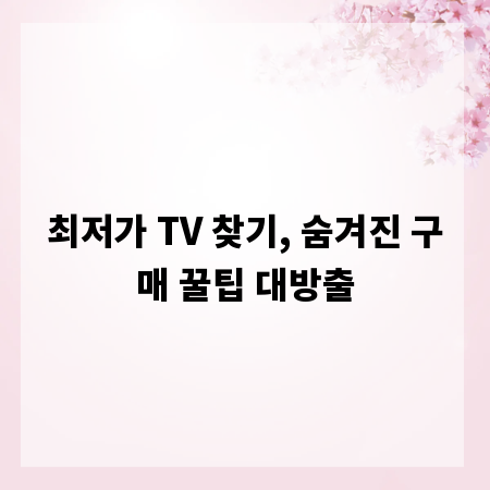 최저가 TV 찾기, 숨겨진 구매 꿀팁 대방출