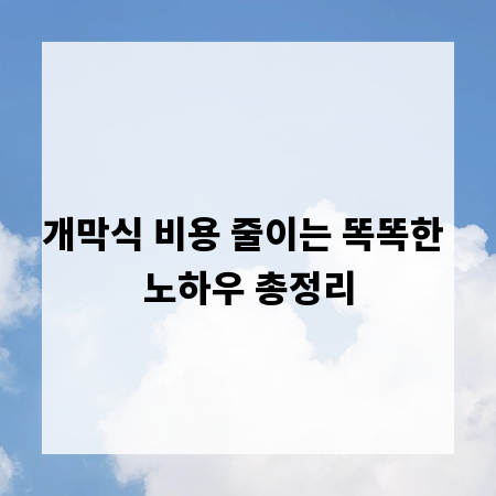 개막식 비용 줄이는 똑똑한 노하우 총정리