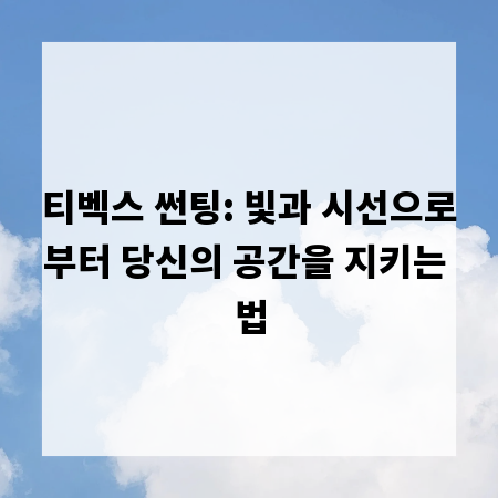 티벡스 썬팅: 빛과 시선으로부터 당신의 공간을 지키는 법