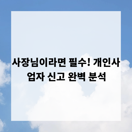 사장님이라면 필수! 개인사업자 신고 완벽 분석