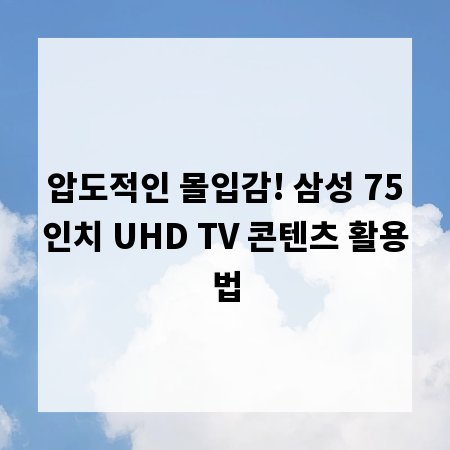 압도적인 몰입감! 삼성 75인치 UHD TV 콘텐츠 활용법