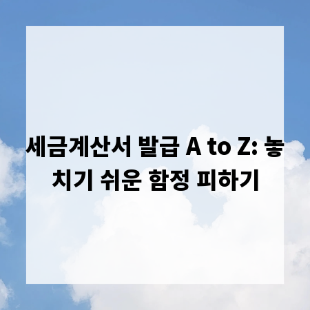 세금계산서 발급 A to Z: 놓치기 쉬운 함정 피하기