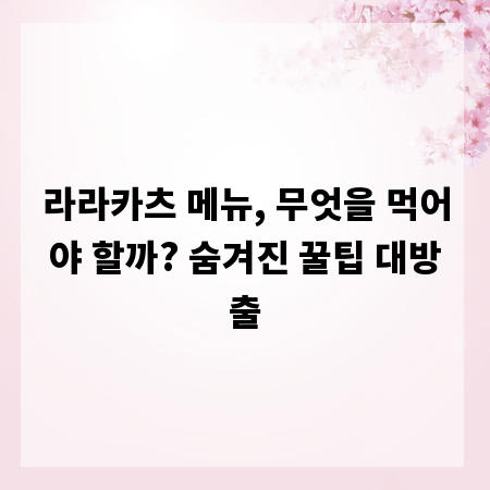 라라카츠 메뉴, 무엇을 먹어야 할까? 숨겨진 꿀팁 대방출