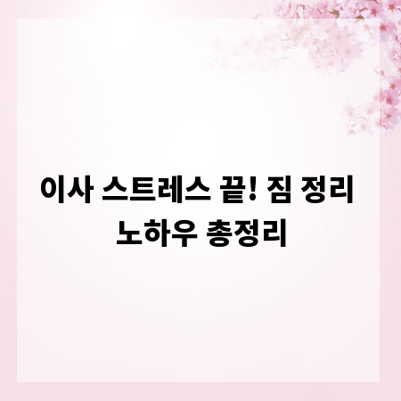 이사 스트레스 끝! 짐 정리 노하우 총정리