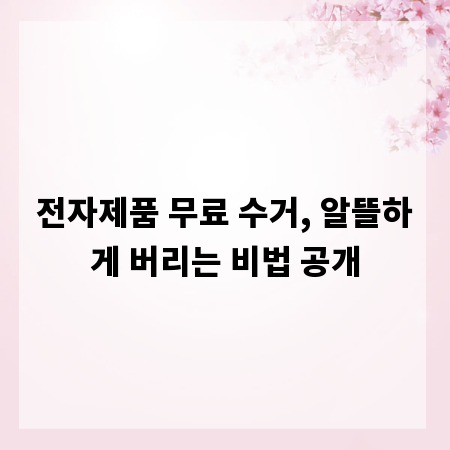 전자제품 무료 수거, 알뜰하게 버리는 비법 공개