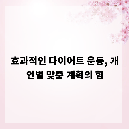 효과적인 다이어트 운동, 개인별 맞춤 계획의 힘