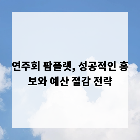 연주회 팜플렛, 성공적인 홍보와 예산 절감 전략