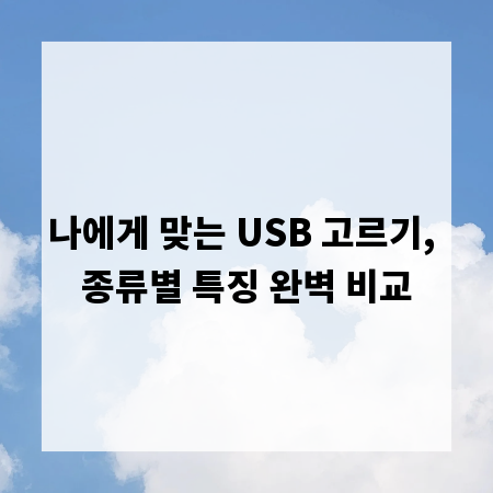 나에게 맞는 USB 고르기, 종류별 특징 완벽 비교