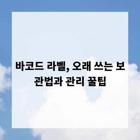 바코드 라벨, 오래 쓰는 보관법과 관리 꿀팁