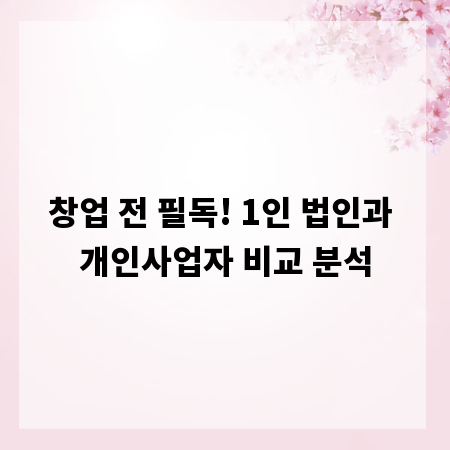 창업 전 필독! 1인 법인과 개인사업자 비교 분석