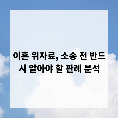 이혼 위자료, 소송 전 반드시 알아야 할 판례 분석
