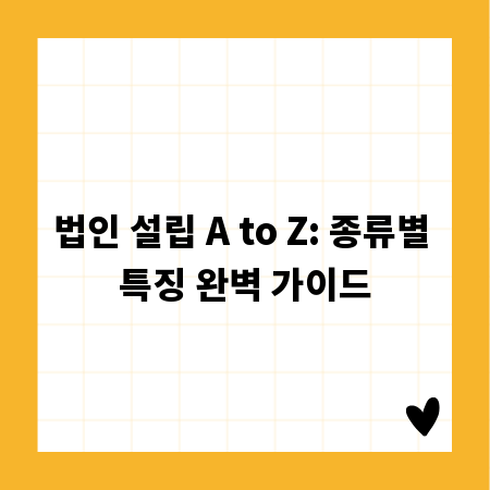 법인 설립 A to Z: 종류별 특징 완벽 가이드