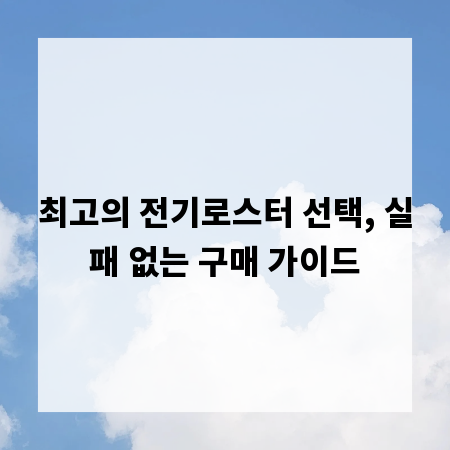 최고의 전기로스터 선택, 실패 없는 구매 가이드