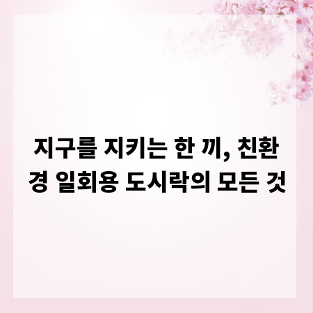 지구를 지키는 한 끼, 친환경 일회용 도시락의 모든 것