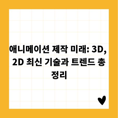애니메이션 제작 미래: 3D, 2D 최신 기술과 트렌드 총정리