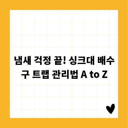 냄새 걱정 끝! 싱크대 배수구 트랩 관리법 A to Z