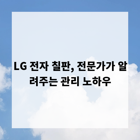 LG 전자 칠판, 전문가가 알려주는 관리 노하우