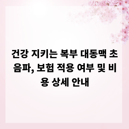 건강 지키는 복부 대동맥 초음파, 보험 적용 여부 및 비용 상세 안내