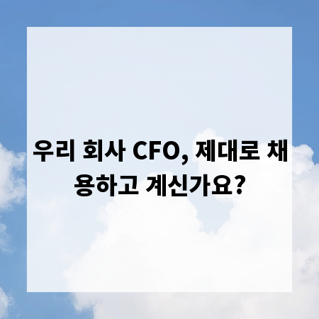 우리 회사 CFO, 제대로 채용하고 계신가요?