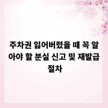 주차권 잃어버렸을 때 꼭 알아야 할 분실 신고 및 재발급 절차