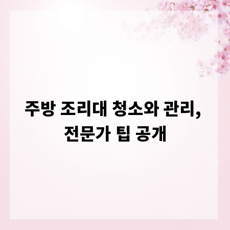 주방 조리대 청소와 관리, 전문가 팁 공개