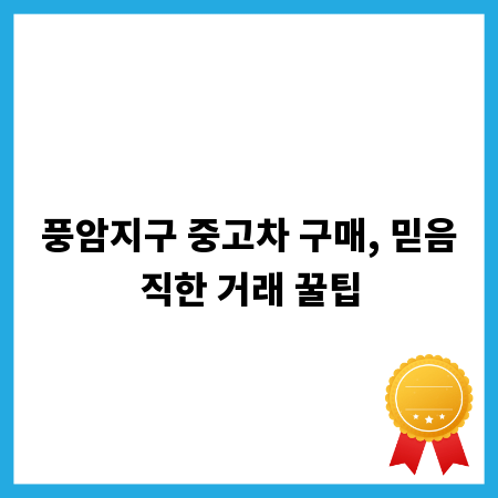 풍암지구 중고차 구매, 믿음직한 거래 꿀팁