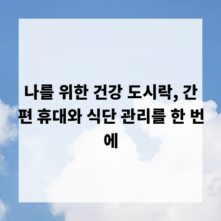 나를 위한 건강 도시락, 간편 휴대와 식단 관리를 한 번에