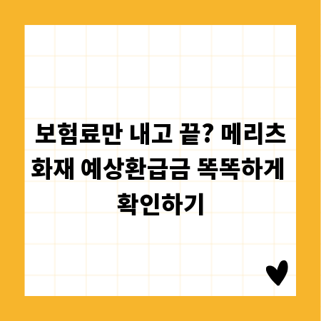 보험료만 내고 끝? 메리츠화재 예상환급금 똑똑하게 확인하기