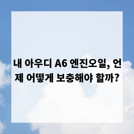내 아우디 A6 엔진오일, 언제 어떻게 보충해야 할까?