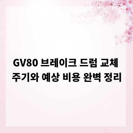 GV80 브레이크 드럼 교체 주기와 예상 비용 완벽 정리
