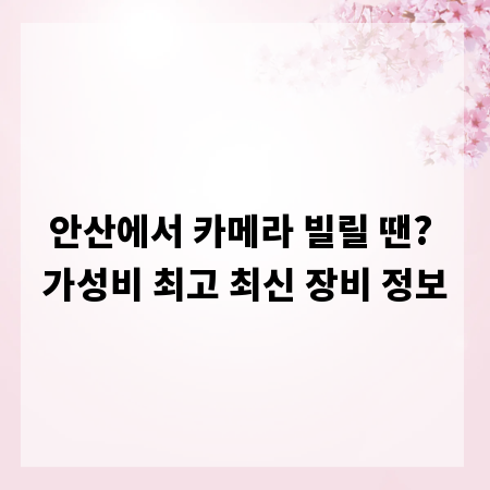 안산에서 카메라 빌릴 땐? 가성비 최고 최신 장비 정보