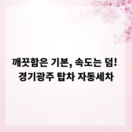 깨끗함은 기본, 속도는 덤! 경기광주 탑차 자동세차