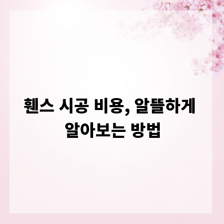 휀스 시공 비용, 알뜰하게 알아보는 방법