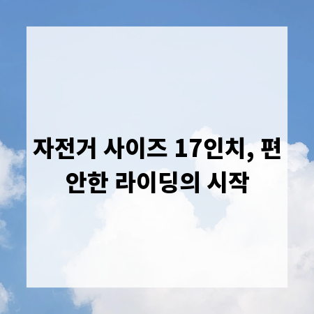 자전거 사이즈 17인치, 편안한 라이딩의 시작