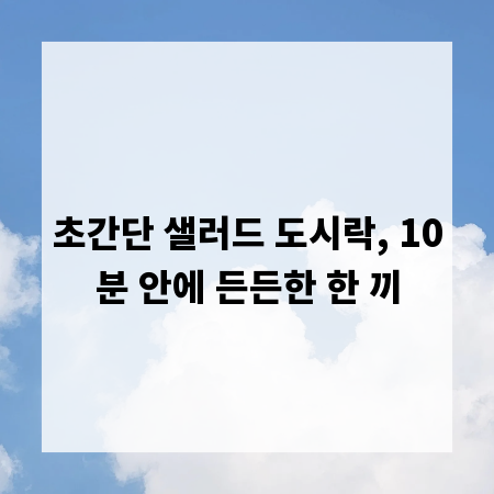 초간단 샐러드 도시락, 10분 안에 든든한 한 끼