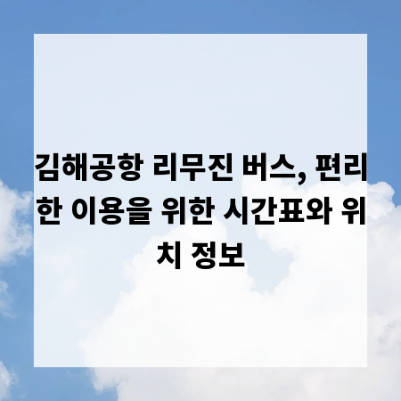 김해공항 리무진 버스, 편리한 이용을 위한 시간표와 위치 정보