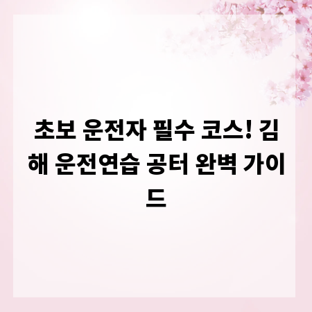 초보 운전자 필수 코스! 김해 운전연습 공터 완벽 가이드