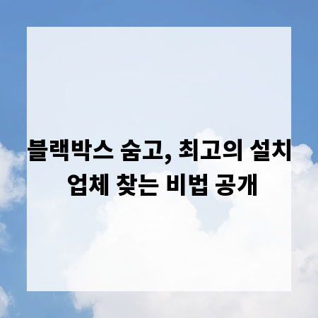 블랙박스 숨고, 최고의 설치 업체 찾는 비법 공개