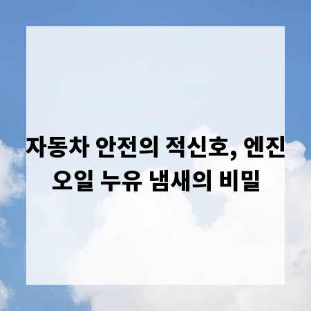 자동차 안전의 적신호, 엔진오일 누유 냄새의 비밀