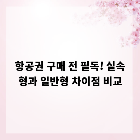 항공권 구매 전 필독! 실속형과 일반형 차이점 비교