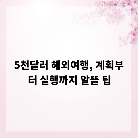 5천달러 해외여행, 계획부터 실행까지 알뜰 팁